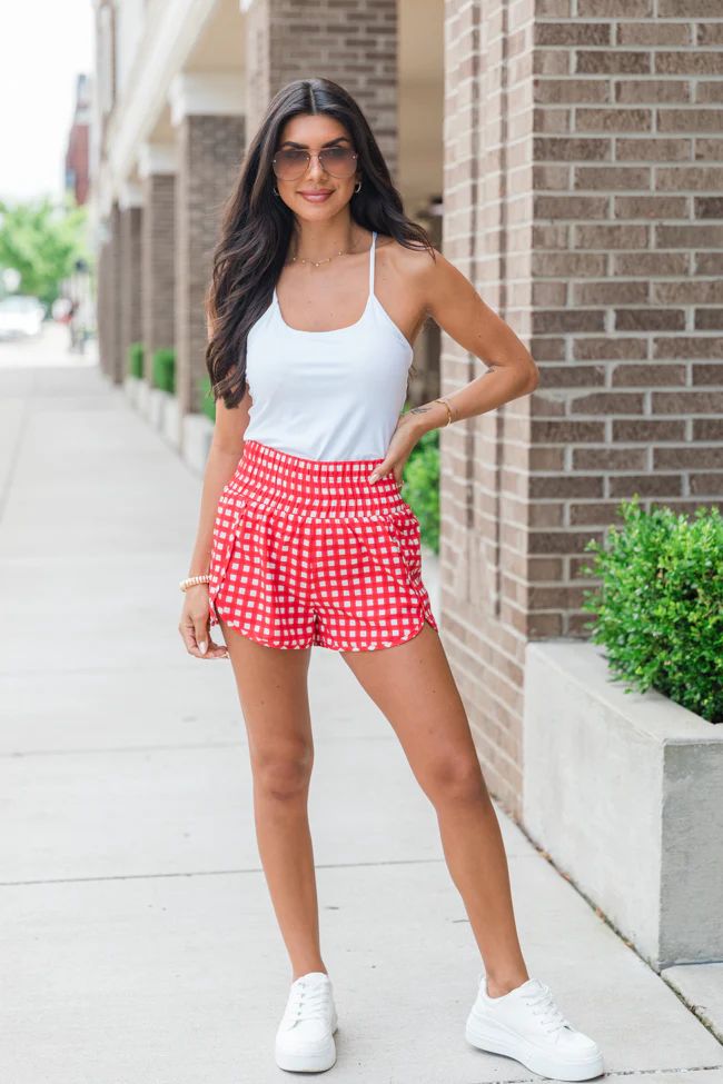 Errands to Run Red Gingham High Waist Shorts | Pink Lily