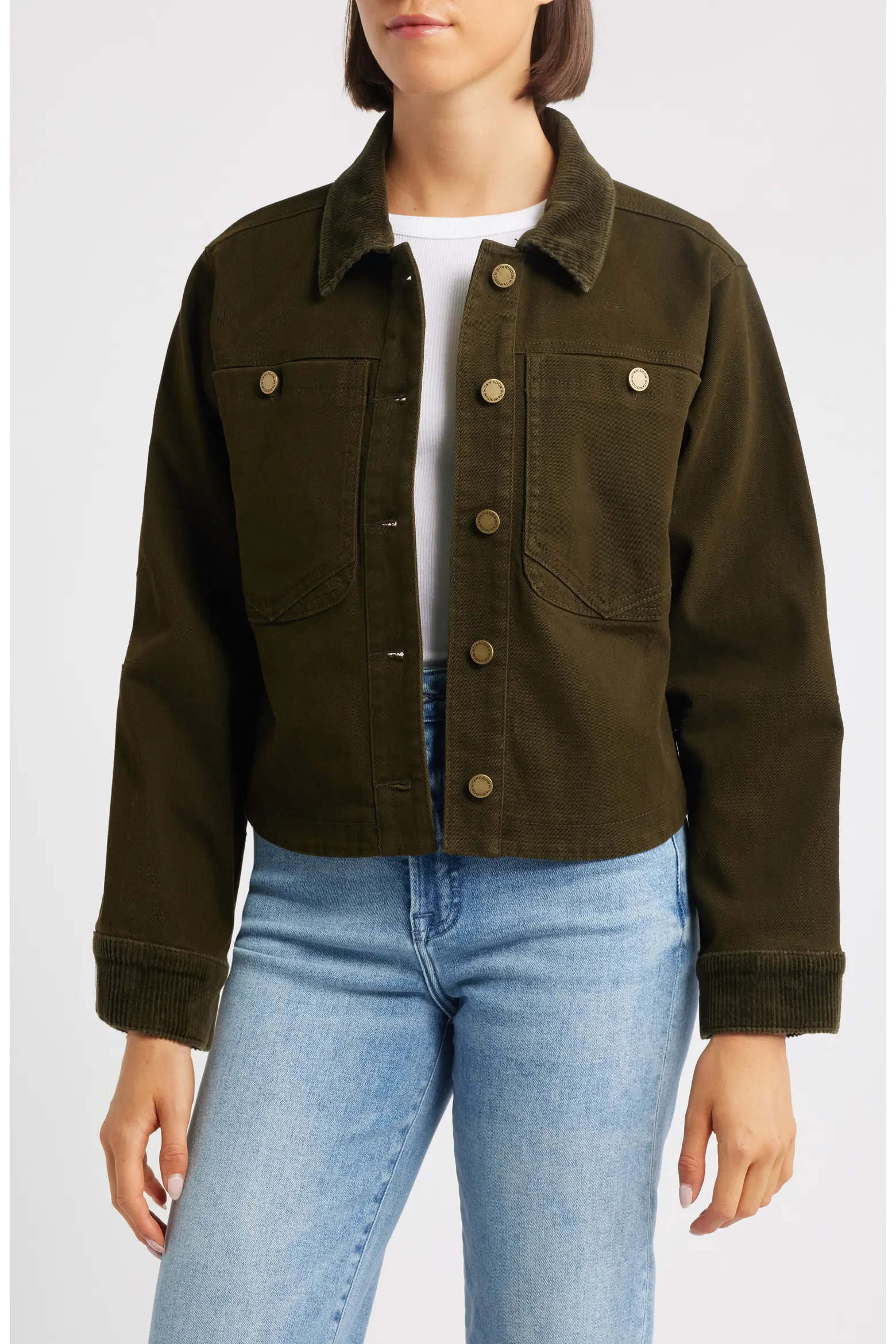 Corduroy Collar Denim Jacket (Women) | Nordstrom | Nordstrom