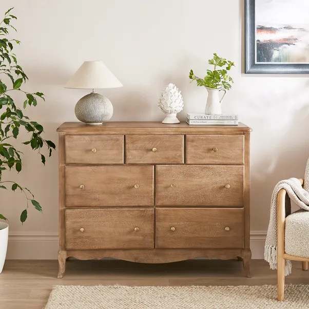 Giselle 7 Drawer Chest, Mango Wood | Dunelm