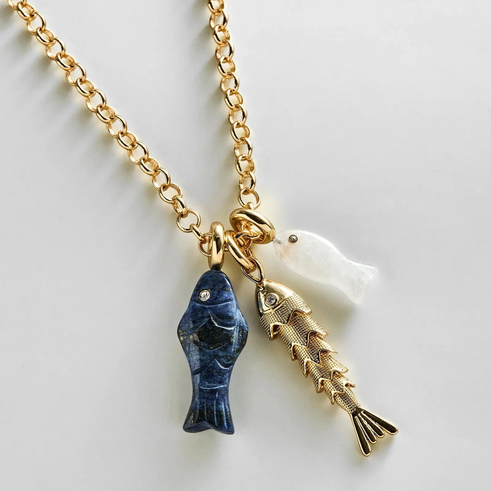 Lucky Catch Fish Charm Necklace - Gold | BaubleBar