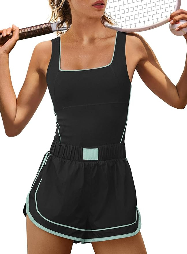 Yanekop Womens Athletic Romper Sleeveless Workout Jumpsuits Exercise Active Rompers One Piece Out... | Amazon (US)