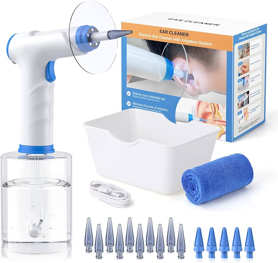 Ear Wax Removal, Electric Ear Cleaning Kit with Light, Ear Irrigation Kit with 4 Pressure Modes, ... | Amazon (US)