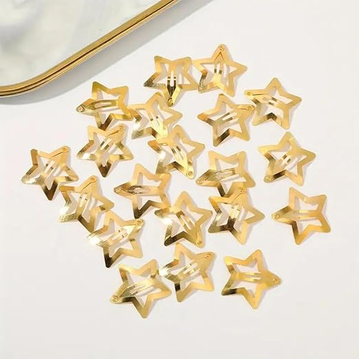 Presilhas de cabelo pequenas estrelas, 12 peças de clipes de pressão de estrela oca dourada par... | Amazon (BR)