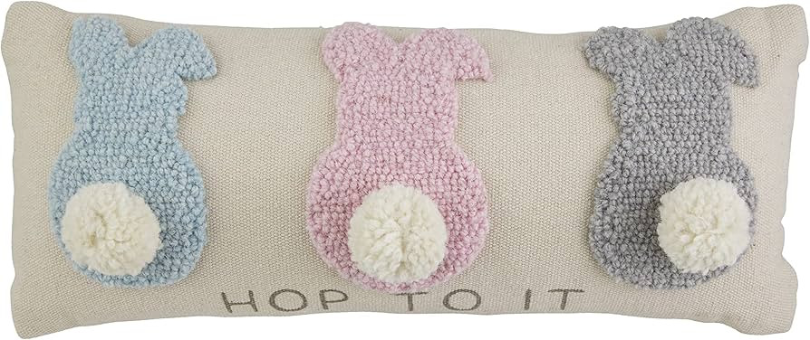 Mud Pie Easter Bunny Hook Pillow, 18" x 8", Hop to It | Amazon (US)