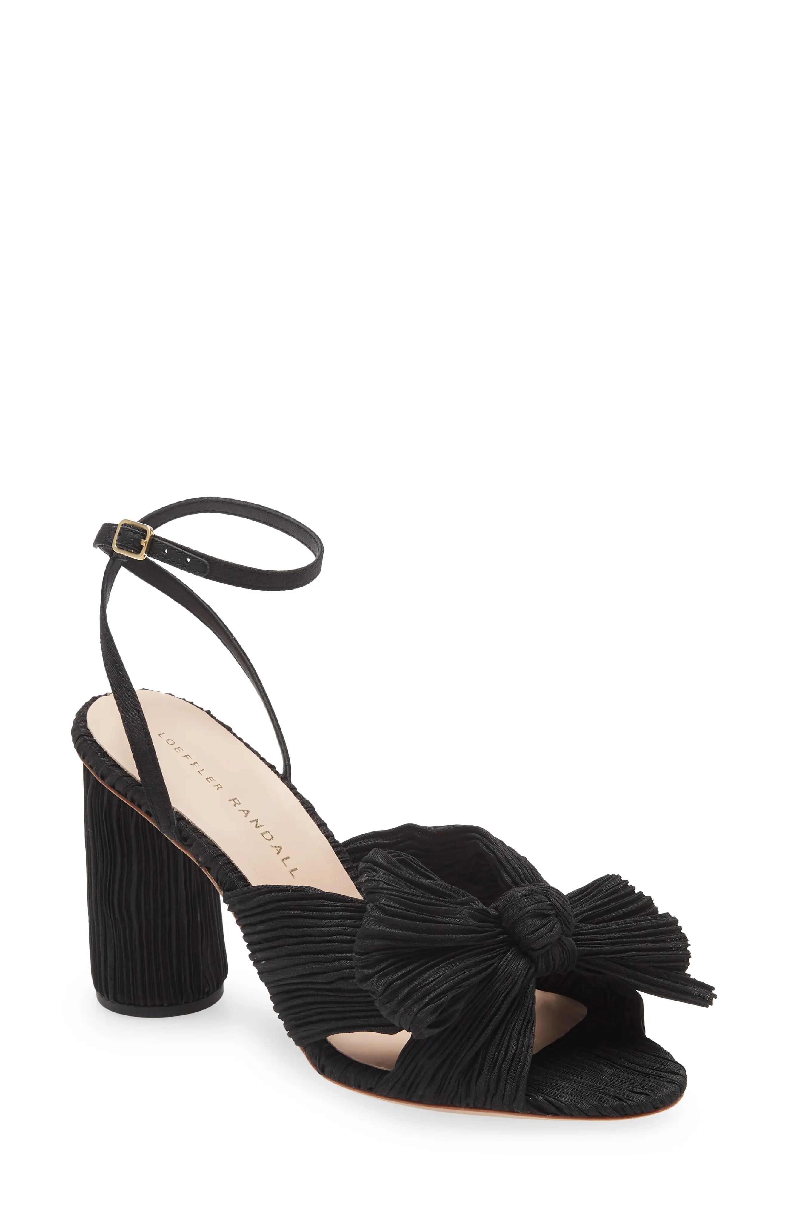 Loeffler Randall Camellia Knotted Sandal, Size 5 in Black at Nordstrom | Nordstrom