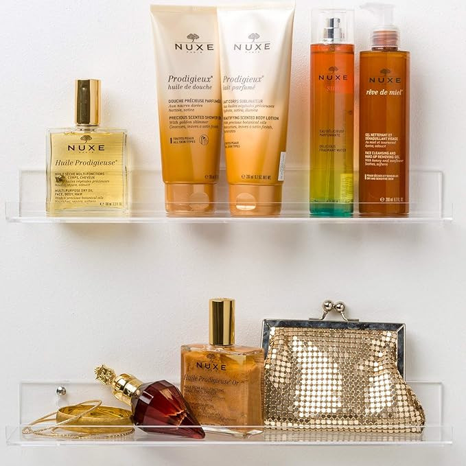 'Invisible' Floating Bathroom Shelves Wall Mounted [2 Pack] 15 inch Clear Acrylic Bathroom Shelf ... | Amazon (US)