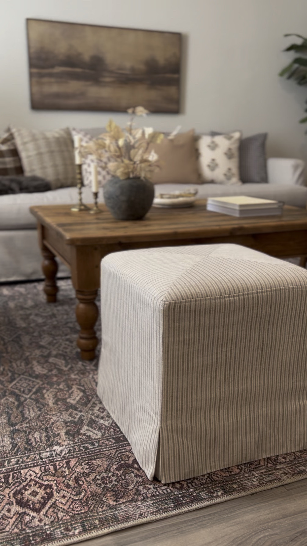 Shop my family room decor and furniture! Living room, family room, den, area rug, throw pillow, throw blanket, candle holder, coffee table decor, vase, slipcovered sofa, couch, modern farmhouse, organic modern, Target, Threshold, Studio McGee, transitional#LTKStyleTip 

#LTKSeasonal #LTKHome