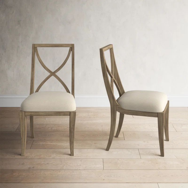 Regan Cross Back Side Chair in Light Cream (Set of 2) | Wayfair North America