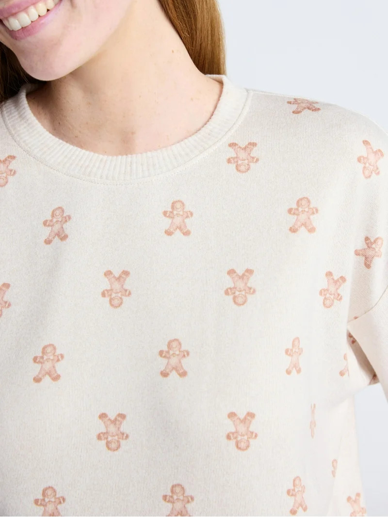 Joyspun Women's Cozy Lounge Collection Hacci Knit Long Sleeve Top and Joggers Pajama Set, Sizes X... | Walmart (US)