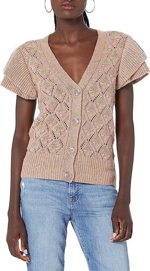 The Drop Women's Emma Ruffle Shoulder Sleeve Cardigan Sweater | Amazon (US)