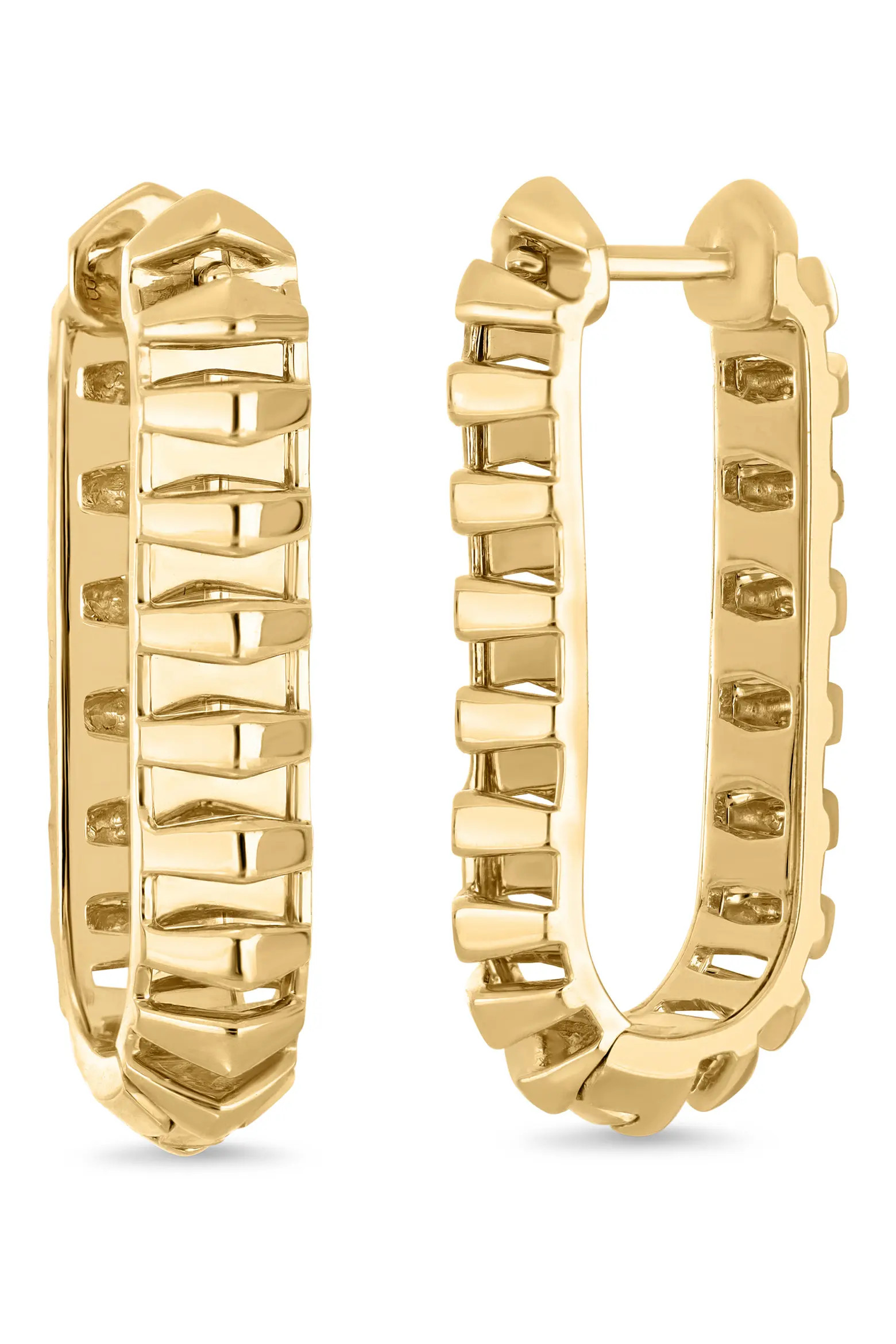 14K Gold Caged Elongated Hoop Earrings (Women) | Nordstrom | Nordstrom