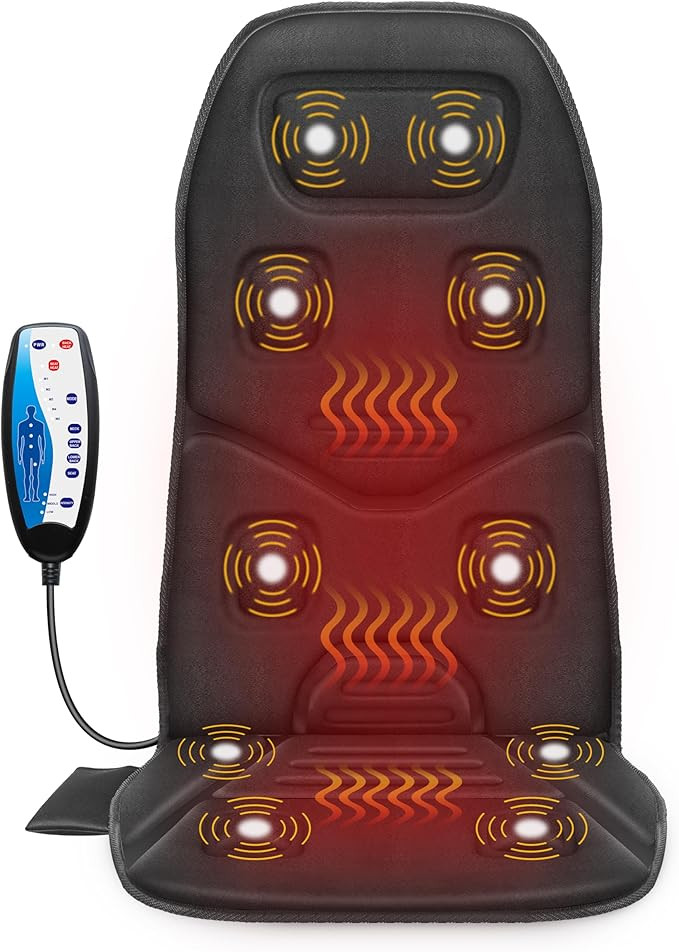COMFIER Back Massager Seat Cushion with Heat,10 Vibration Motors, Massage Chair Pad,Chair Massage... | Amazon (US)