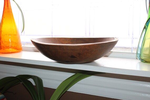 Large Wood Bowl 1800s Farmhouse Decor 13" Dough Bowl | Etsy (US)