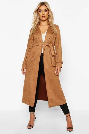 Plus Soft Faux Suede Trench Coat | Boohoo.com (US & CA)