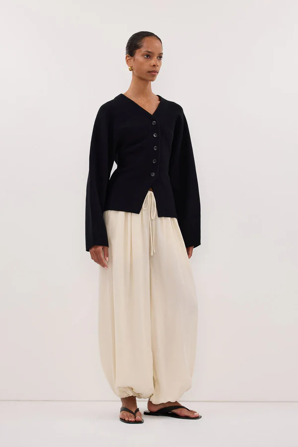 ETHEL BLACK V NECK CARDIGAN | DISSH