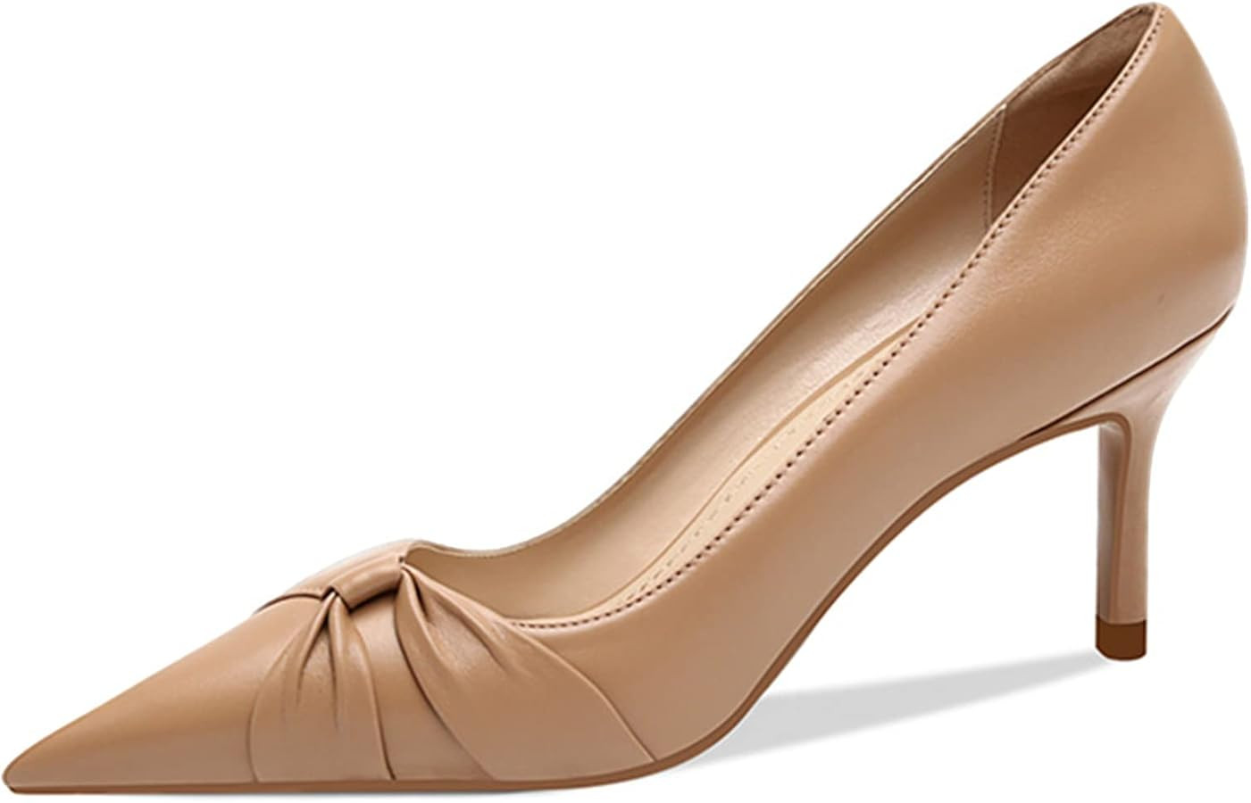 PiePieBuy Womens Pointed Toe Pumps Twist Knot Stiletto Mid Heel Faux Leather Dress Shoes | Amazon (US)