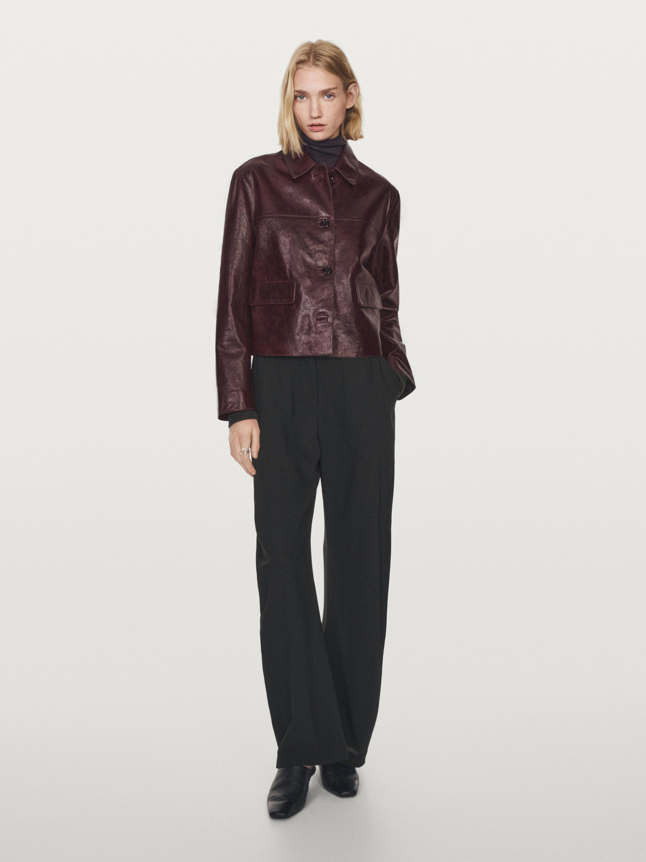 Cropped nappa leather jacket | Massimo Dutti US