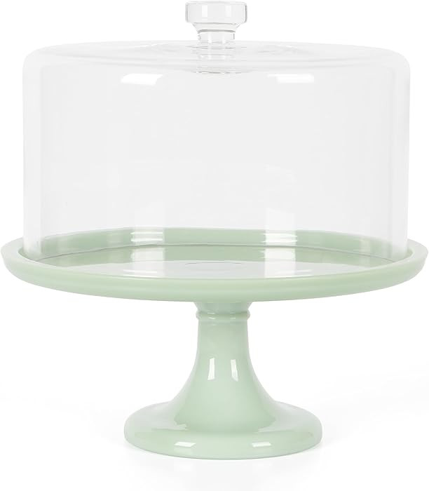 Martha Stewart Highbrook 10-Inch Jadeite Cake Stand with Glass Dome – Vintage-Style Pedestal De... | Amazon (US)