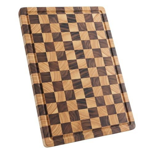 End Grain Checkerboard Cutting Board, Premium Butcher Block with Juice Groove & Built-in Handles, Reversible Wooden Chopping Board for Kitchen Prep, Meat & Charcuterie | Amazon (US)