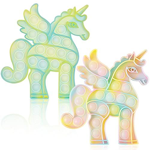 WHATOOK Glow in The Dark Unicorn Fidget Pop Toy: 2 Pack Fluorescen Push Bubble Popper Sensory Sil... | Amazon (US)