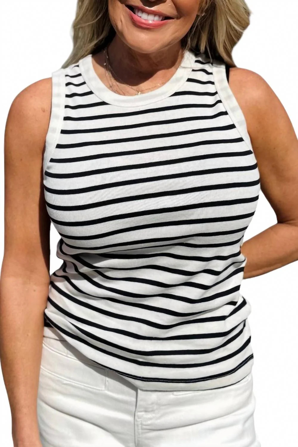 Spring Stripe Tank In Black/white | Shop Simon