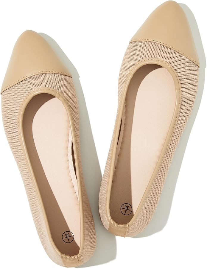 POVOGER Women's Pointed Toe Flats Womens Dressy Ballet Flats Foldable Low Heel Dress Shoes Comfor... | Amazon (US)