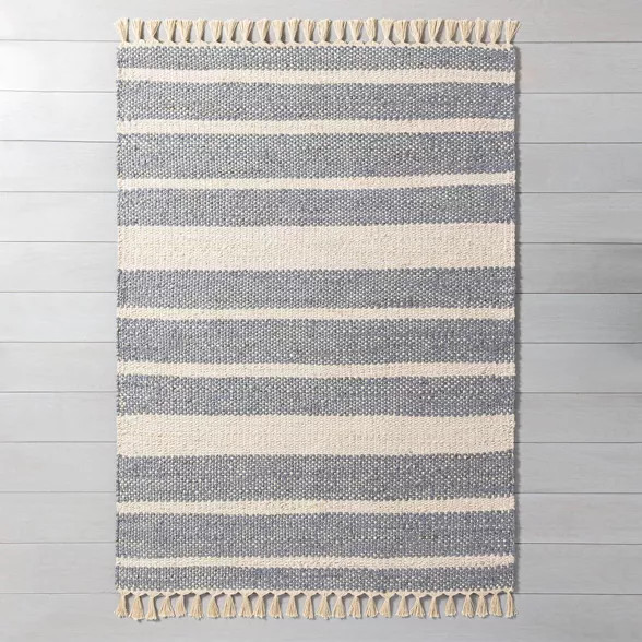 Jute Stripe with Tassel Fringe Rug Gray - Hearth & Hand™ with Magnolia | Target