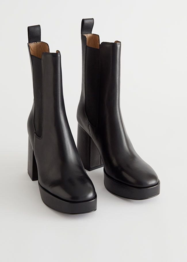 Everyday Leather Platform Boots - Black - Ankleboots - & Other Stories | & Other Stories US