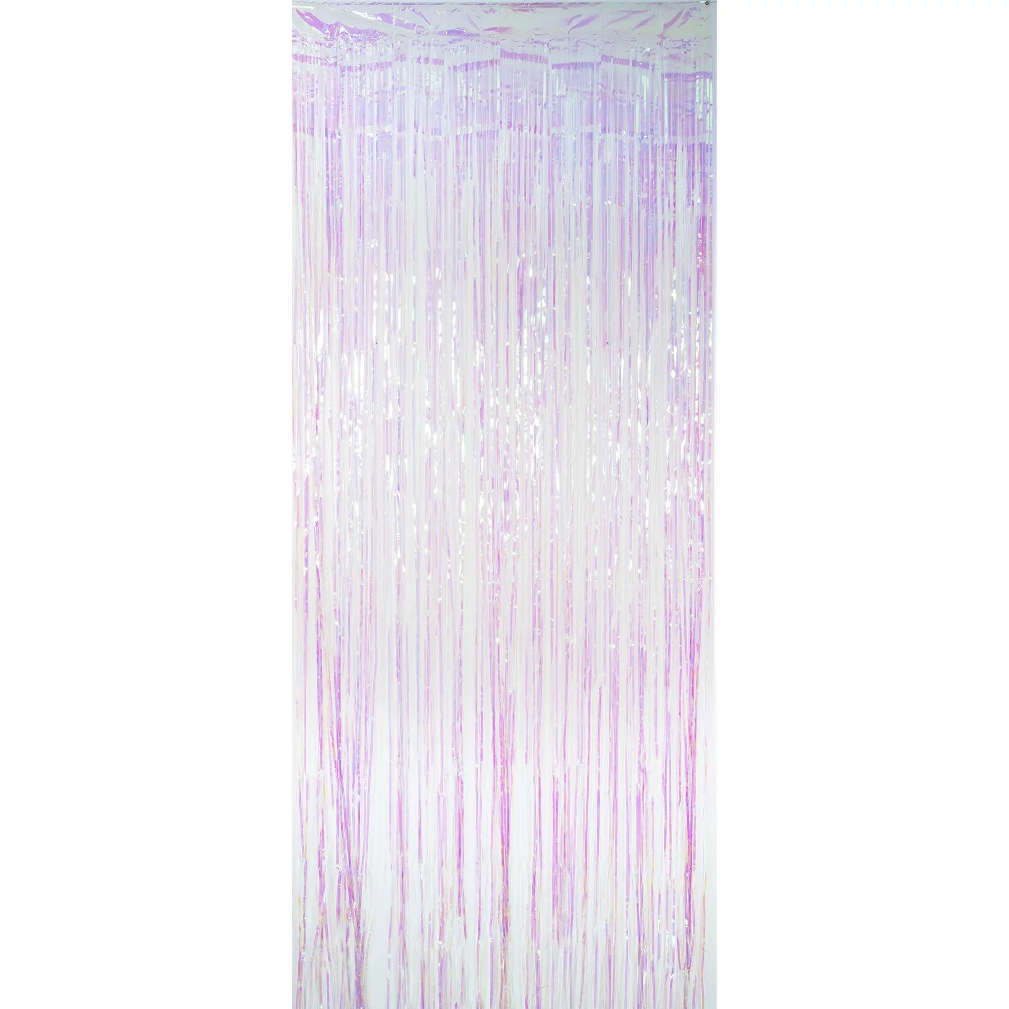 Way to Celebrate Iridescent Foil Fringe Door Curtain Hanging Decoration  8ft x 3ft | Walmart (US)