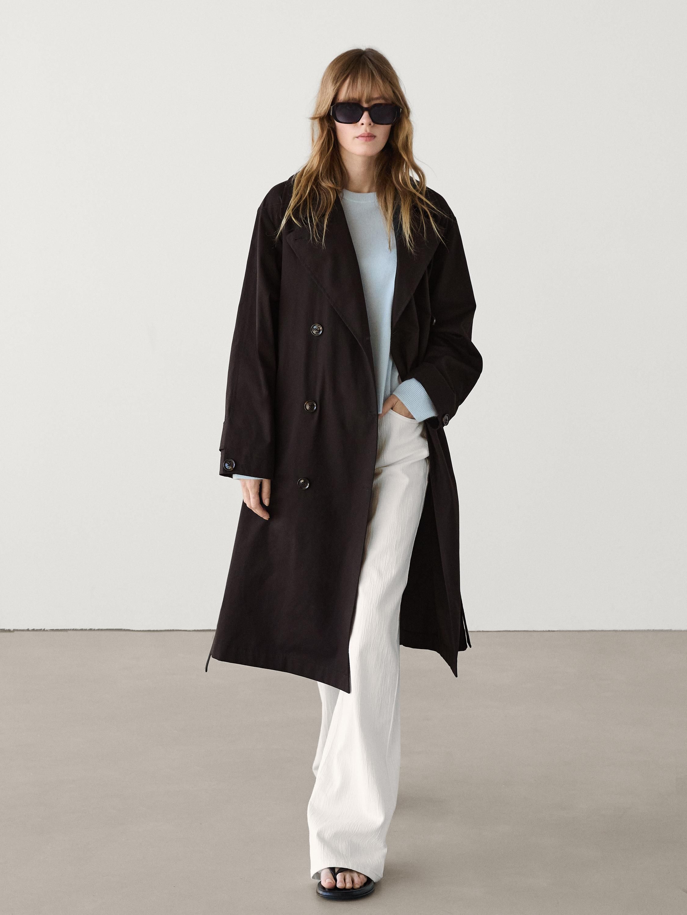 Long trench coat with belt and yoke detail | Massimo Dutti (US)