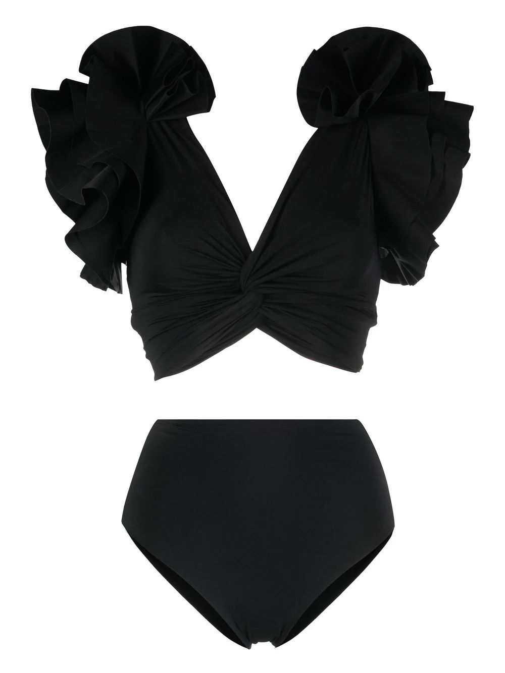 ruffled V-neck swimsuit | Farfetch Global