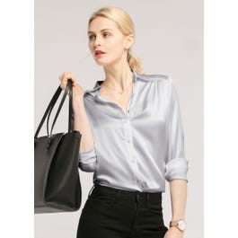 Long Sleeves Collared  Silk Blouse | LilySilk