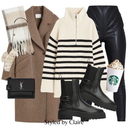Cozy & chic🖤
Tags: brown wool long coat; knit zip sweater jersey, leather look faux leggings, boots with buckle detail, YSL bag. Checked scarf. Fashion autumn winter Inspo outfit ideas otoño botas invierno street style casual city break h&m mango

#LTKshoecrush #LTKSeasonal #LTKstyletip