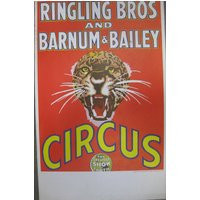 Large Vintage Ringling Brothers Circus Poster Red Back Leopard Tiger Exploding Through Poster | Etsy (US)