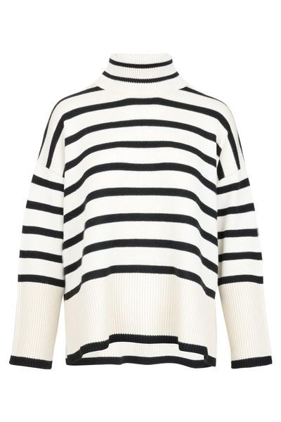 Egerton Stripe Sweater Cream Roll Neck PRE order | Popski London