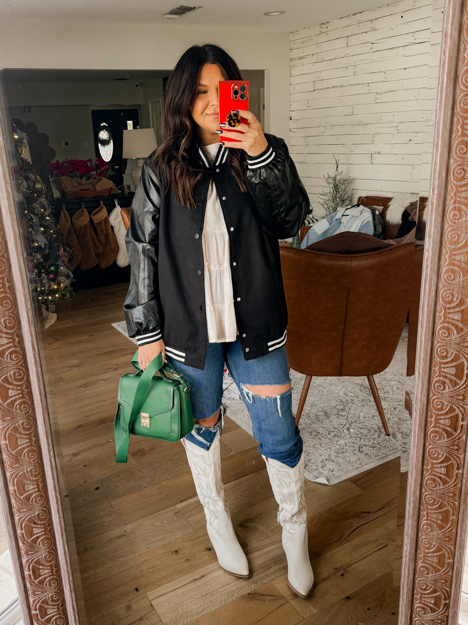  Varsity jacket outfit
Varsity Jacket: XL
Flowy top: XL (steph25)
Jeans: TTS (33)
Boots: TTS



#LTKfindsunder50 #LTKmidsize #LTKstyletip