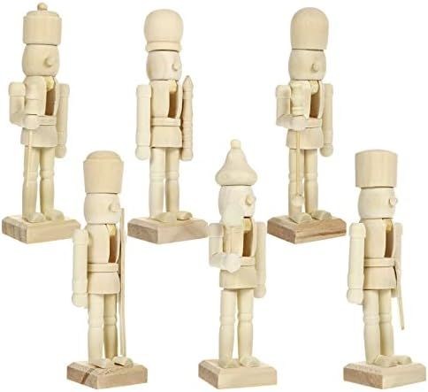 PRETYZOOM 6pcs Unfinished Wooden Christmas Nutcracker Unpainted Blank Nutcracker Soldier Figures ... | Amazon (US)