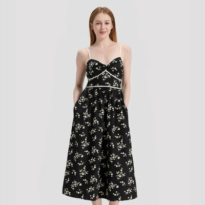 Women's Twist-Front Midi Dress - A New Day™ Black Floral XS | Target