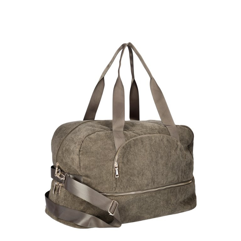No Boundaries Women's Dome Weekender Bag, Olive Corduroy | Walmart (US)