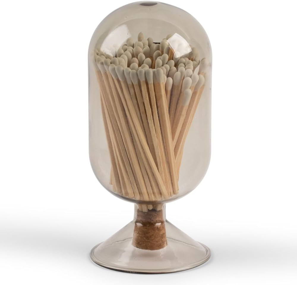 Premium Glass Match Cloche - Matches in a Jar with Striker. Long Matches for Candles, Fireplace. ... | Amazon (US)