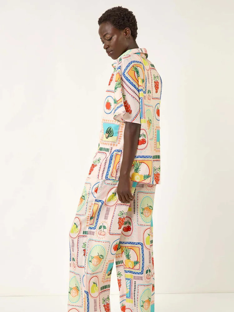 Roman White Fruit Print Button Through Shirt | Next EU