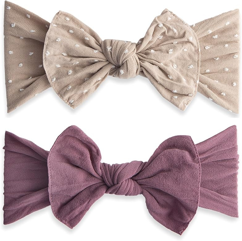 Baby Bling Bows 2 Pack - Girls Shabby Dot and Classic Knot Headbands | Amazon (US)