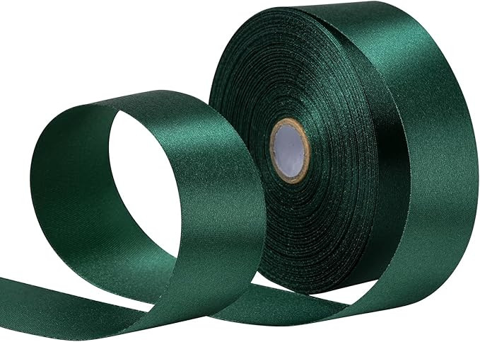 Dark Green Ribbon 1 1/2 Inch x 50 Yards/roll Satin Ribbon for Christmas Gift Wrapping, Bow & Eter... | Amazon (US)