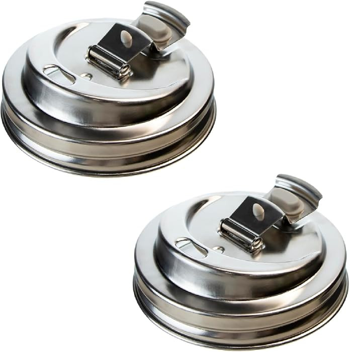 2PCS Mason Jar Drinking Lids,Stainless Steel Wide Mouth Mason Jar Sip Lid Accessories,Anticrackin... | Amazon (US)