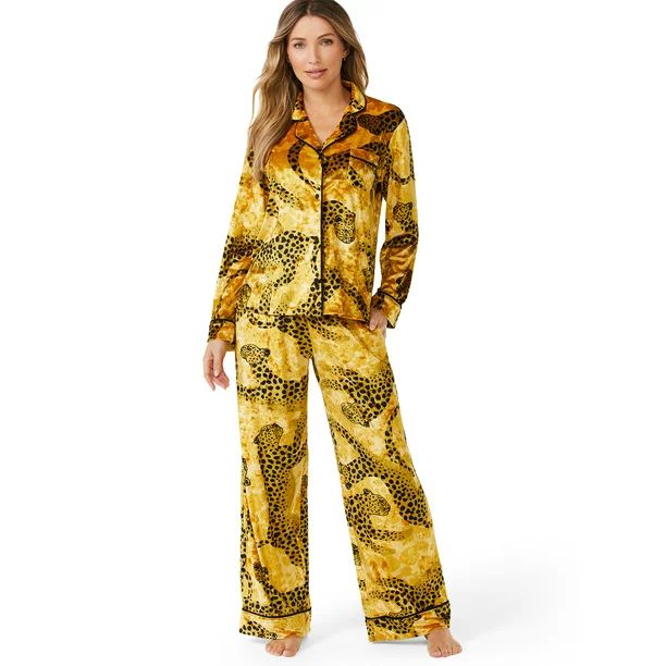 Sofia Intimates by Sofia Vergara Women's and Women's Plus Size Crushed Velvet Pajama Set, 2-Piece... | Walmart (US)