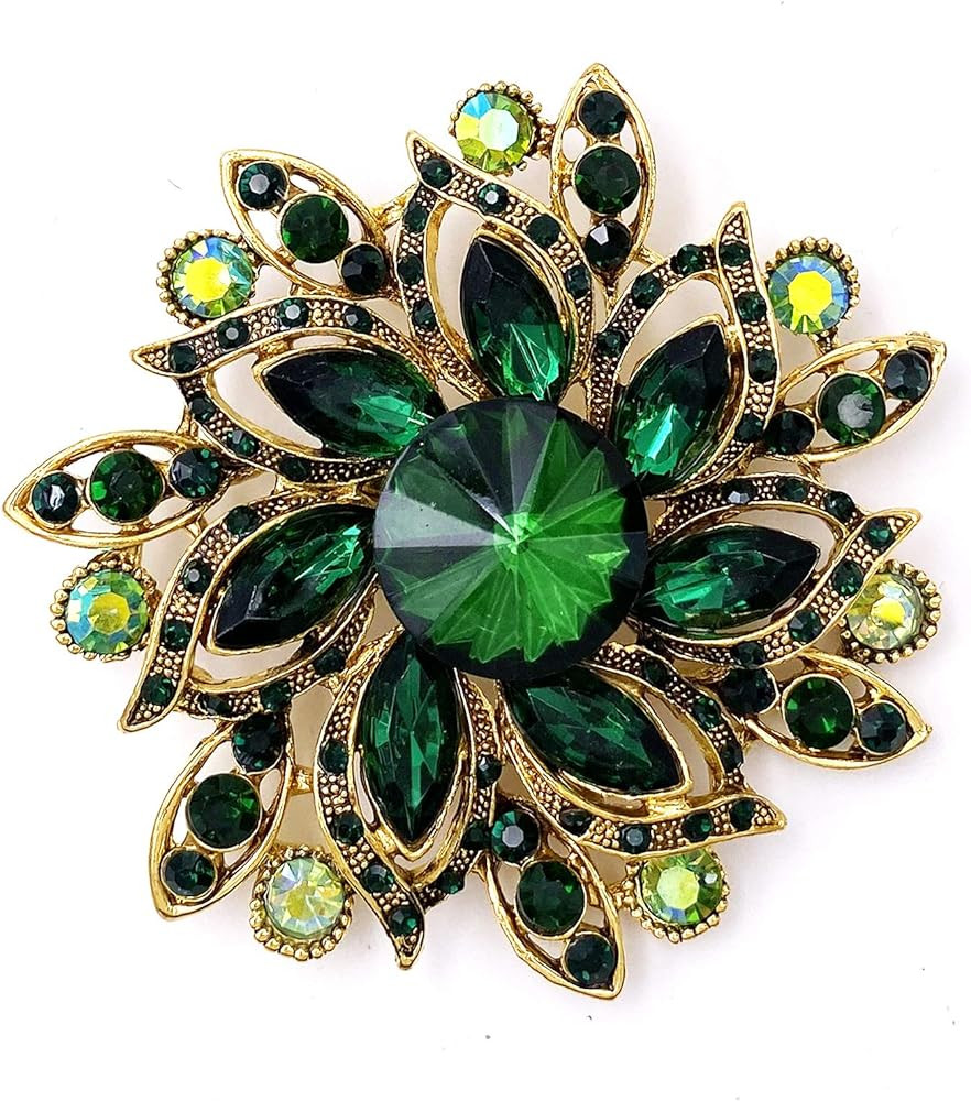 LAXPICOL Vintage Women's Austrian Crystal Elegant Flower Brooch Wedding Broach Pin | Amazon (US)