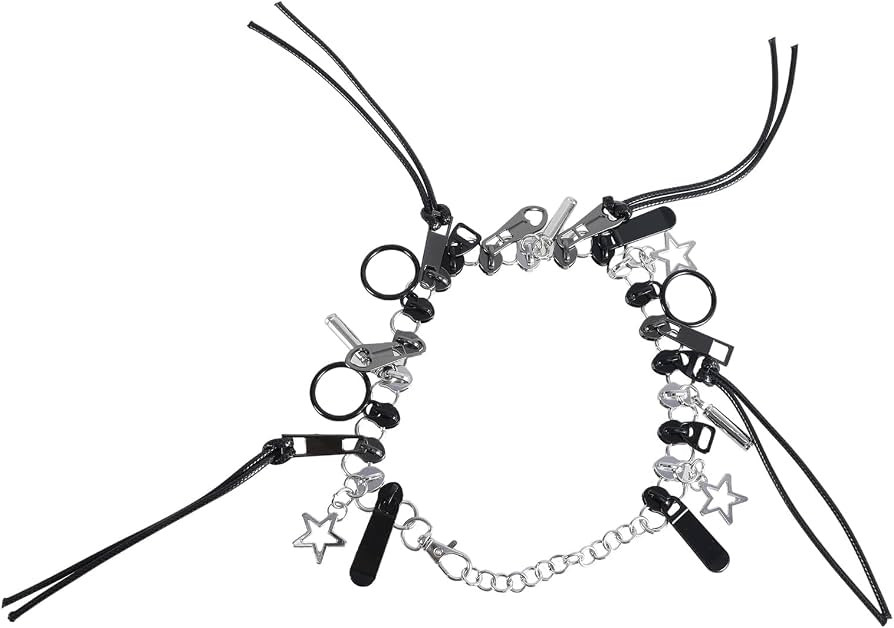 Unique Zipper Necklace Personality Clavicle Chains Retro Fringe Chain Head Hip Hop Choker Women's... | Amazon (US)