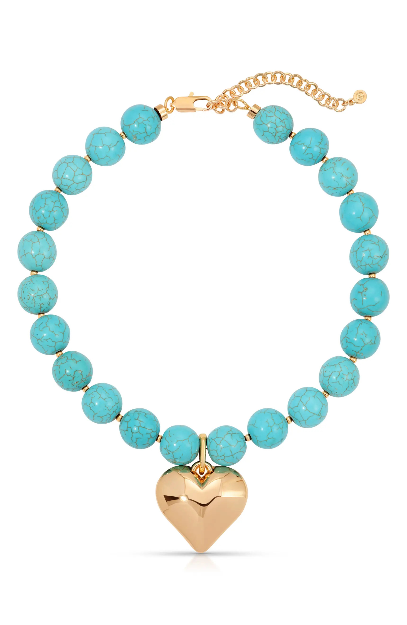 Ettika Chunky Beaded Heart Pendant Necklace | Nordstrom | Nordstrom