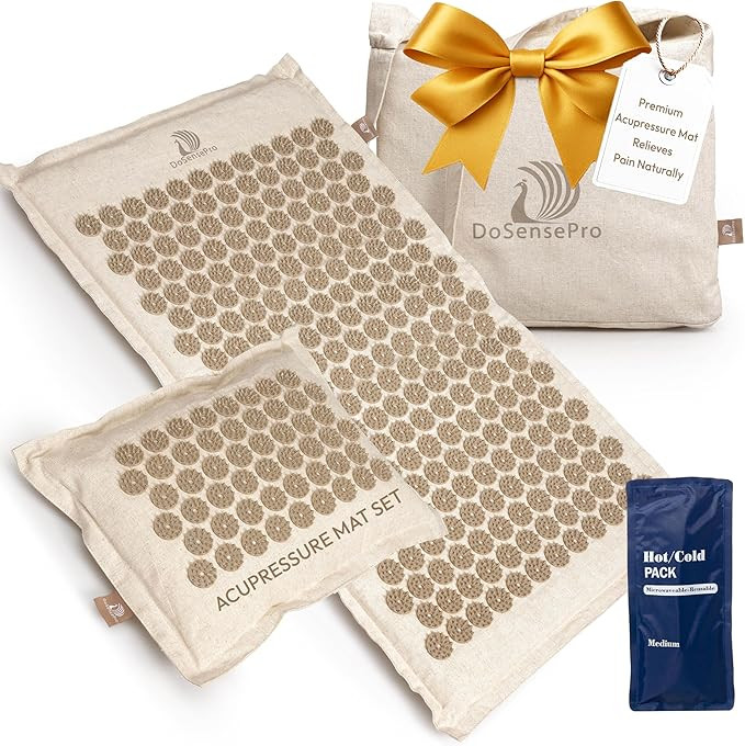 Acupressure Mat & Pillow Set – 29" Natural Linen Mat with Coconut Fiber Fill & 6,831 Spikes –... | Amazon (US)