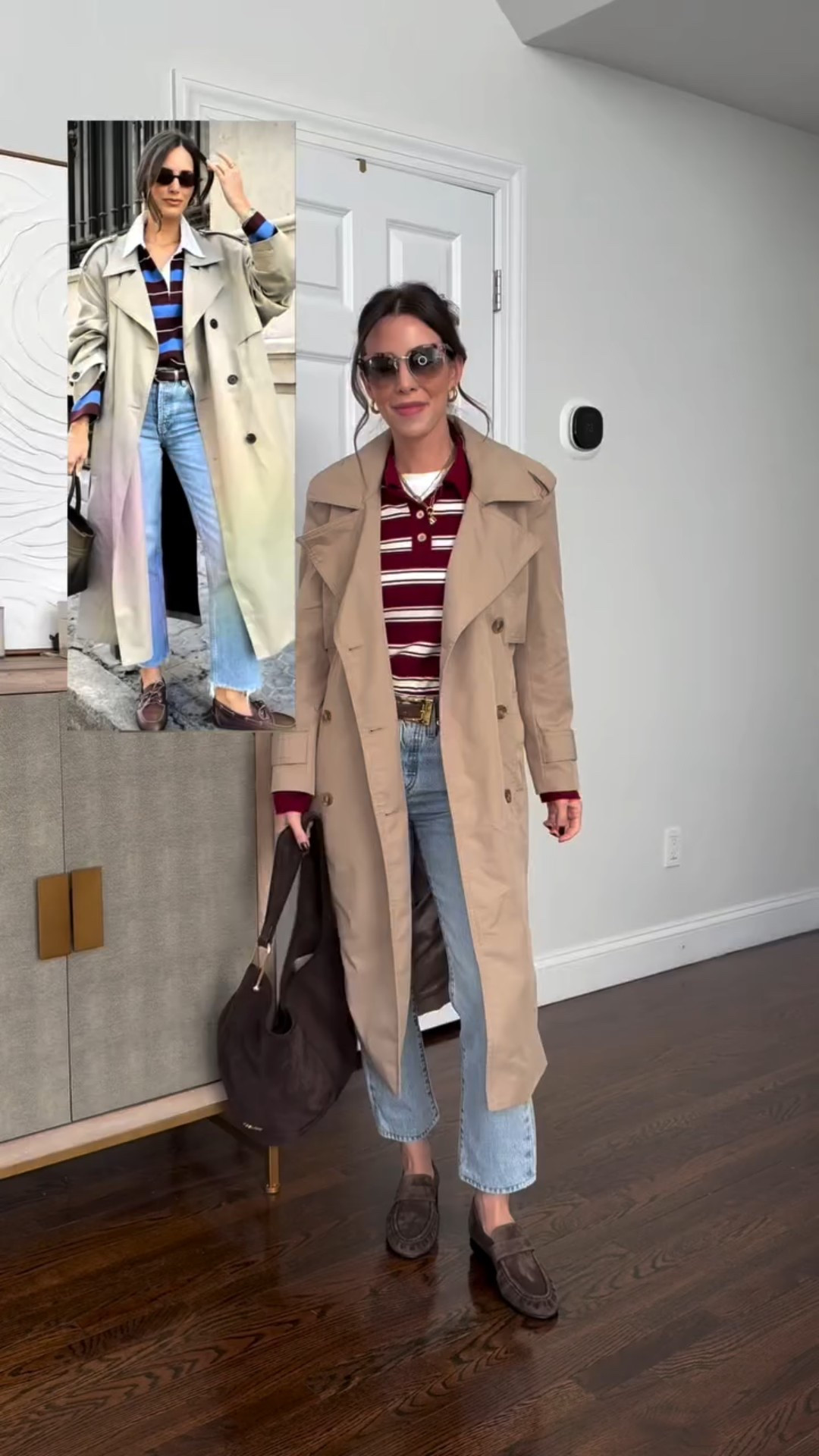 When I saw @styledby_mrsj recreate this Pinterest look, I immediately wanted to make my own version. A trench coat is a super chic finishing touch to any outfit, but I especially loved it with this casual jeans and polo look. 

I’m wearing mostly pieces I’ve had for a while but I linked everything I could, and then some similar things as well!

Jacket: @bananarepublic 
Polo: @sandroparis 
Jeans: @levis 
Shoes: @tonybianco 
Bag: @michaelkors